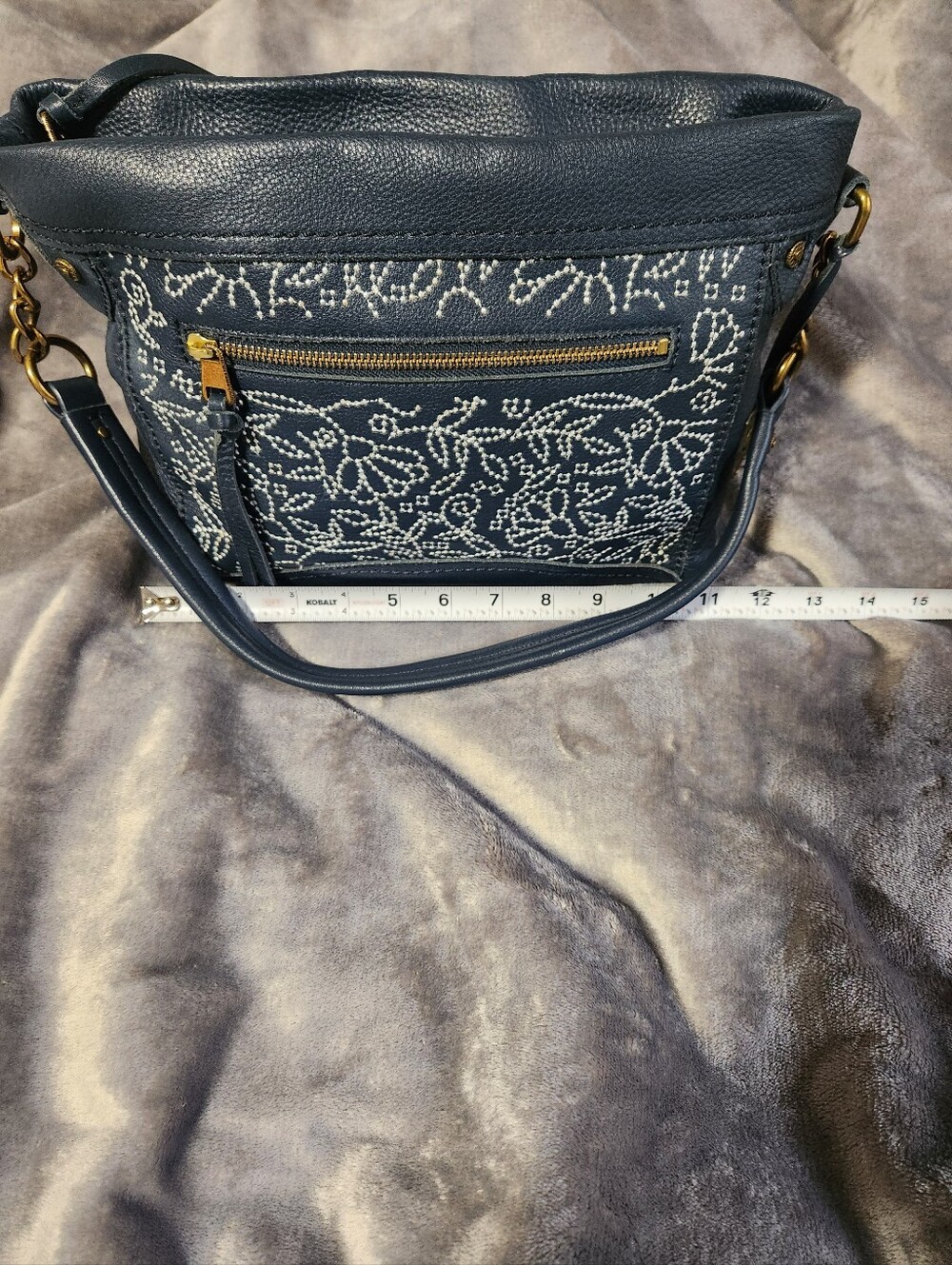 The Sak Embroidered Navy Shoulder Bag